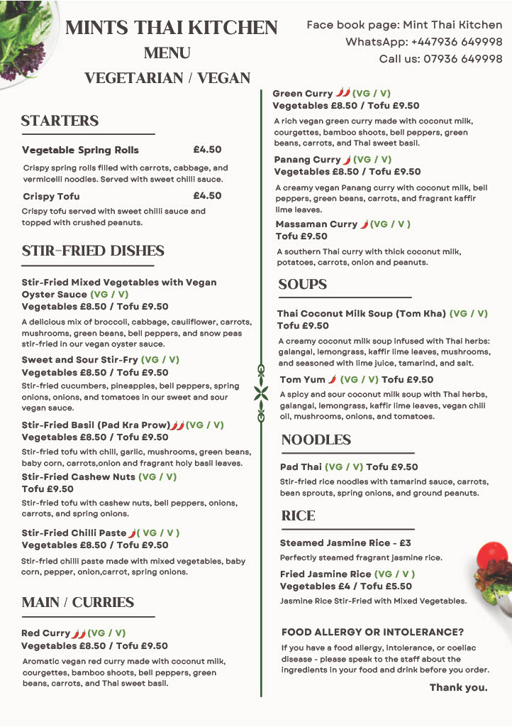 veg n vegan menu